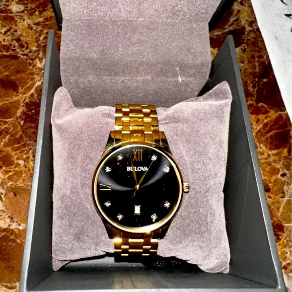 Men’s Bulova Watch Gold with Black Dial